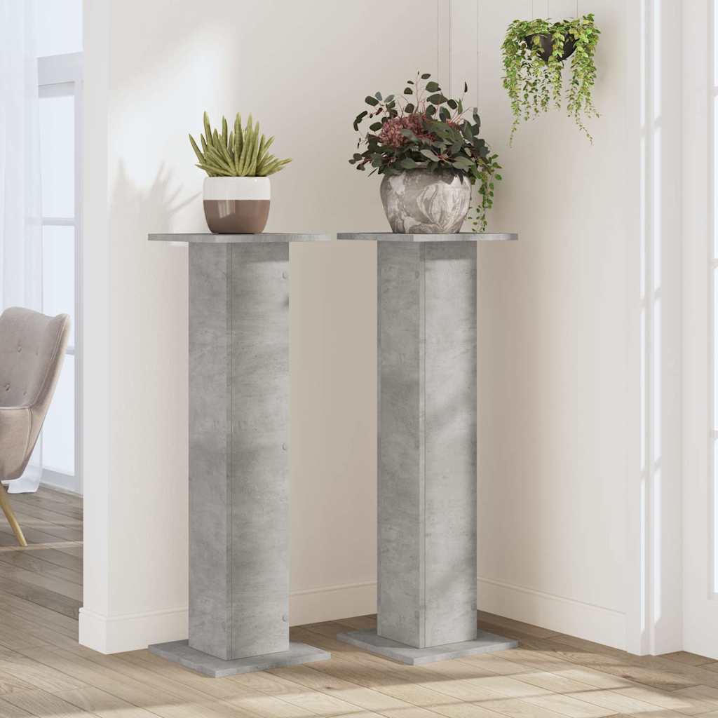 Supports pour plantes, 2 pièces, gris béton, panneau de bois - 3