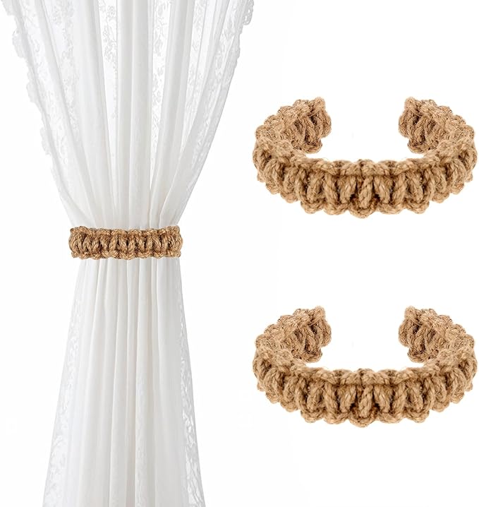 2X(Lot De 4 Embrasses De Rdeaux En Corde Avec 4 Crochets à Vs En