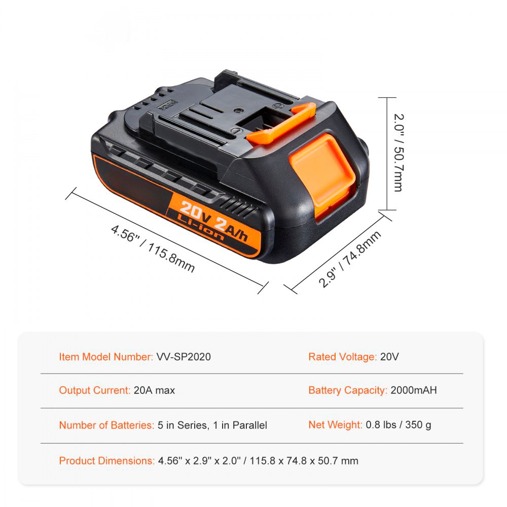 Set di batterie al litio 20V 2,0Ah per utensili senza fili TEKMAQUINAS - 5