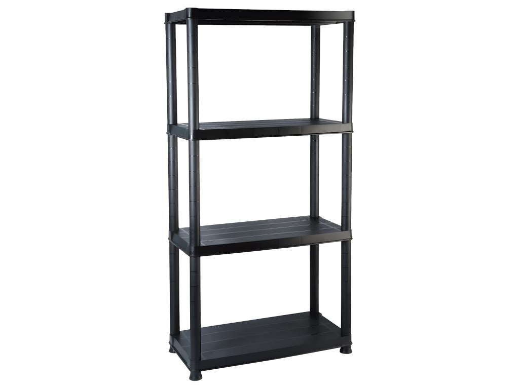 Scaffale portaoggetti libreria a 4 livelli 130 cm plastica nera 02_0000648 - 5