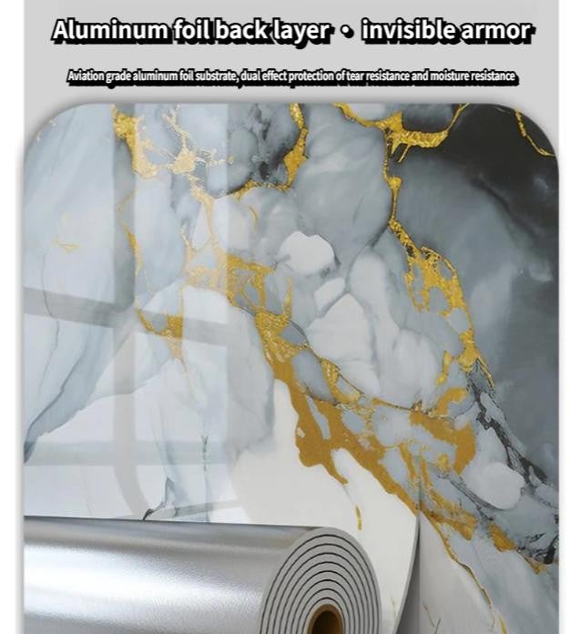 Papier peint auto-adhésif en marbre, panneau mural en vinyle texturé brillant, imperméable et durable, décoration murale de fond TV, 0,6*3 mètres - 6