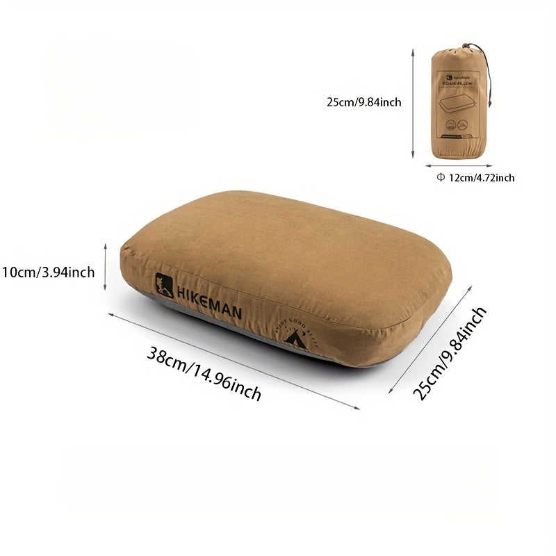 Almofada de espuma viscoelástica para campismo - Almofada de viagem ergonómica ultraleve para carro, praia, escritório (castanho) - 2