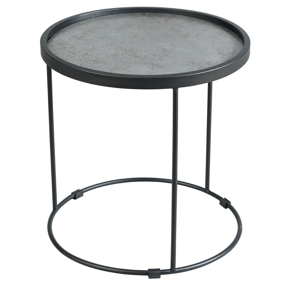 KERIA - Table d'Appoint Ronde Ø50cm Aspect Céramique Grise | Leroy Merlin
