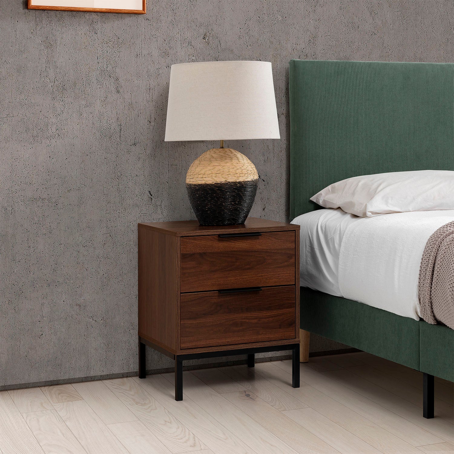 Mesa de cabeceira Auri 2 gavetas cor Nogueira - 2