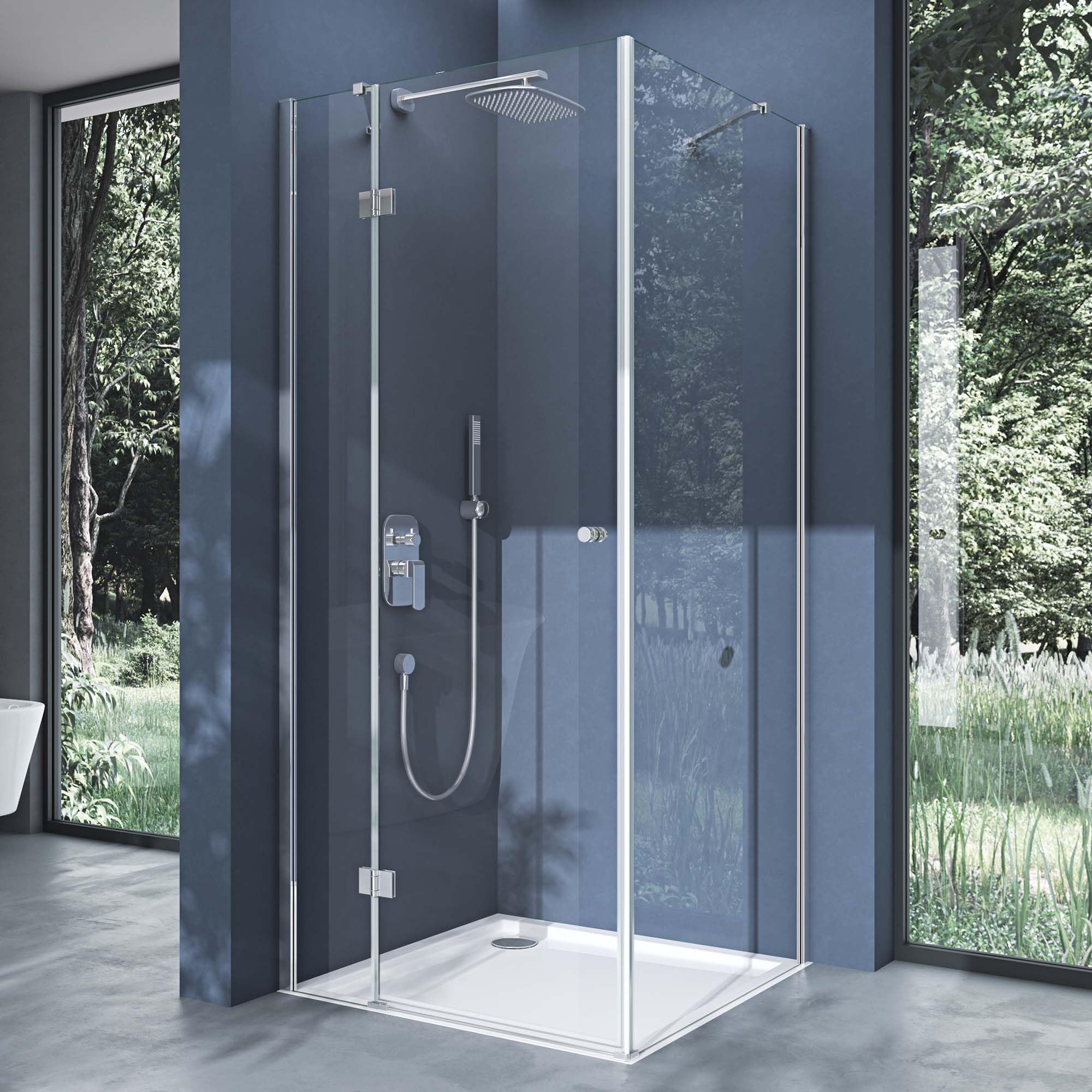 Cabine De Douche Angulaire Idralite Alabama 80x70 Cm, Verre Transparent, 200 Cm De Haut