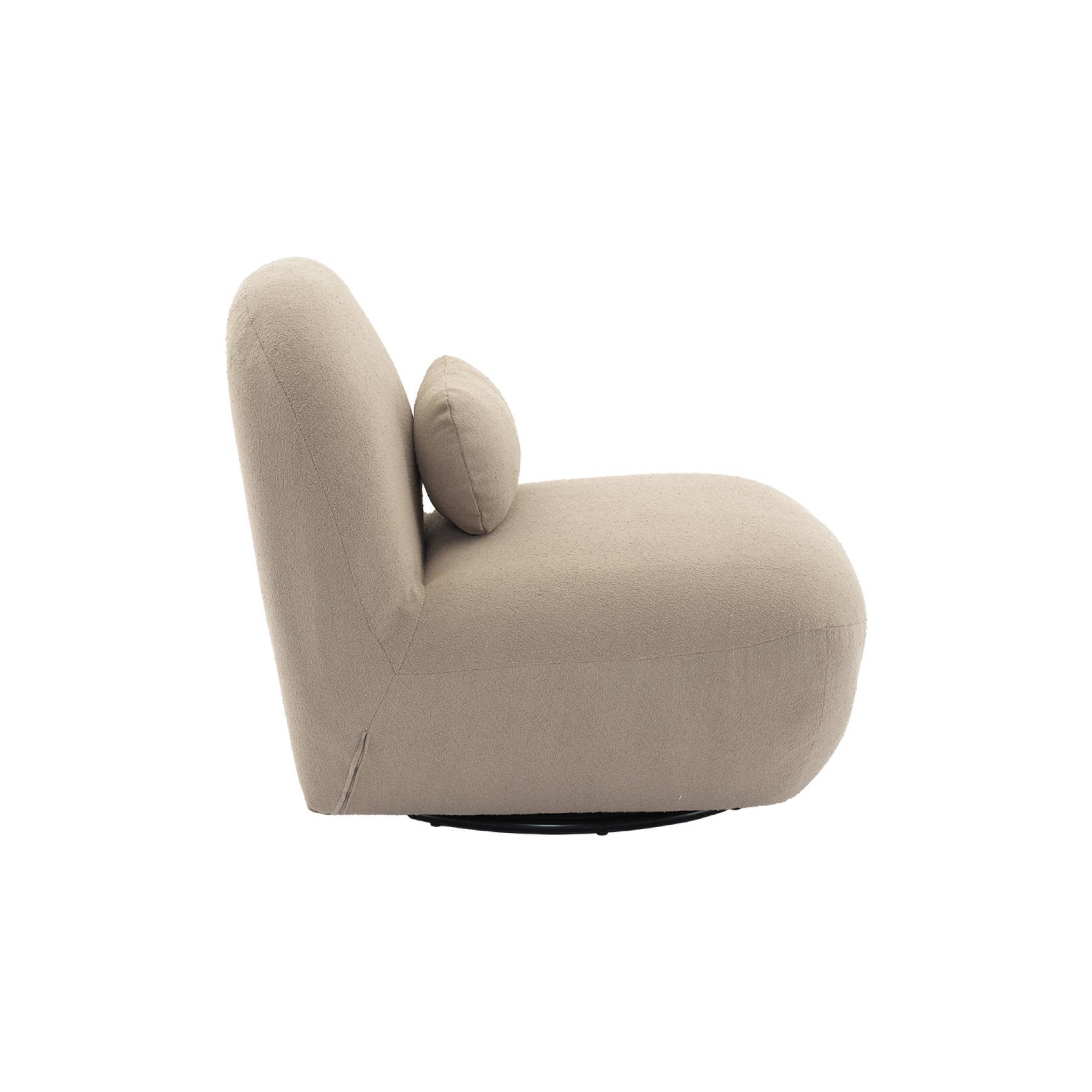 Fauteuil pivotant 360° en bouclette texturée beige. piètement en métal noir mat - SPINO SPINO - 6