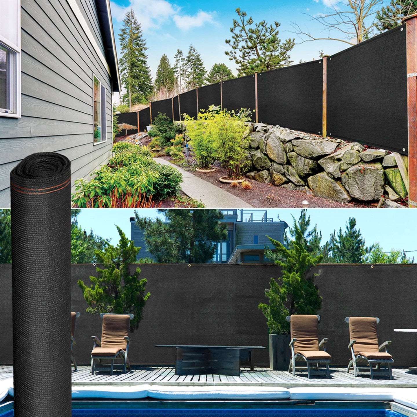Brise vue renforcé 1,5 x 10 M noir 220 gr/m² luxe PRO - 4