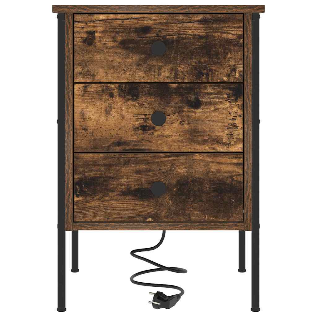 Mesita de noche de roble ahumado, para dormitorio, 42 × 41 × 61 cm - 6