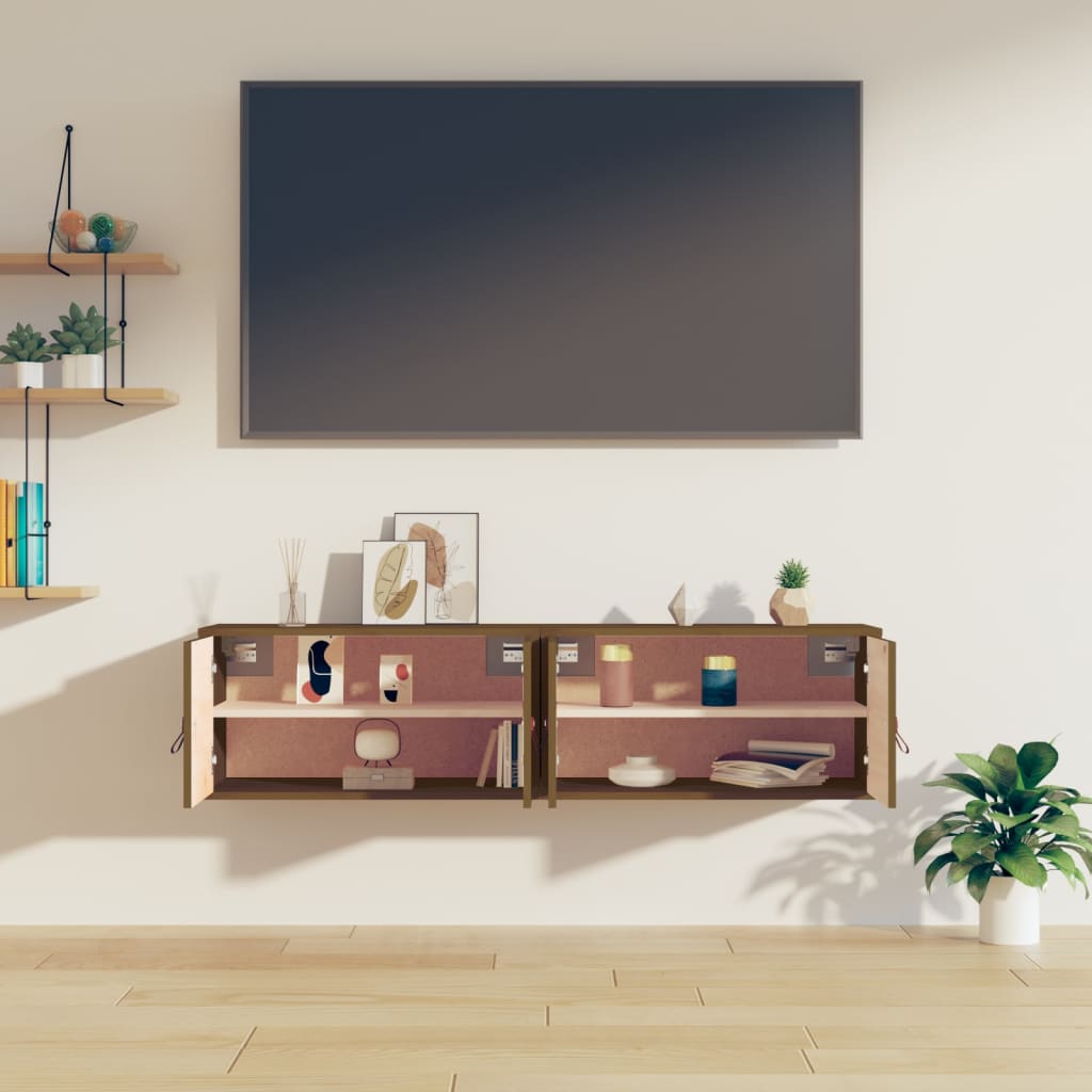 Maison Exclusive - Armarios de pared 2 uds madera pino marrón miel 60x30x30 cm - 9