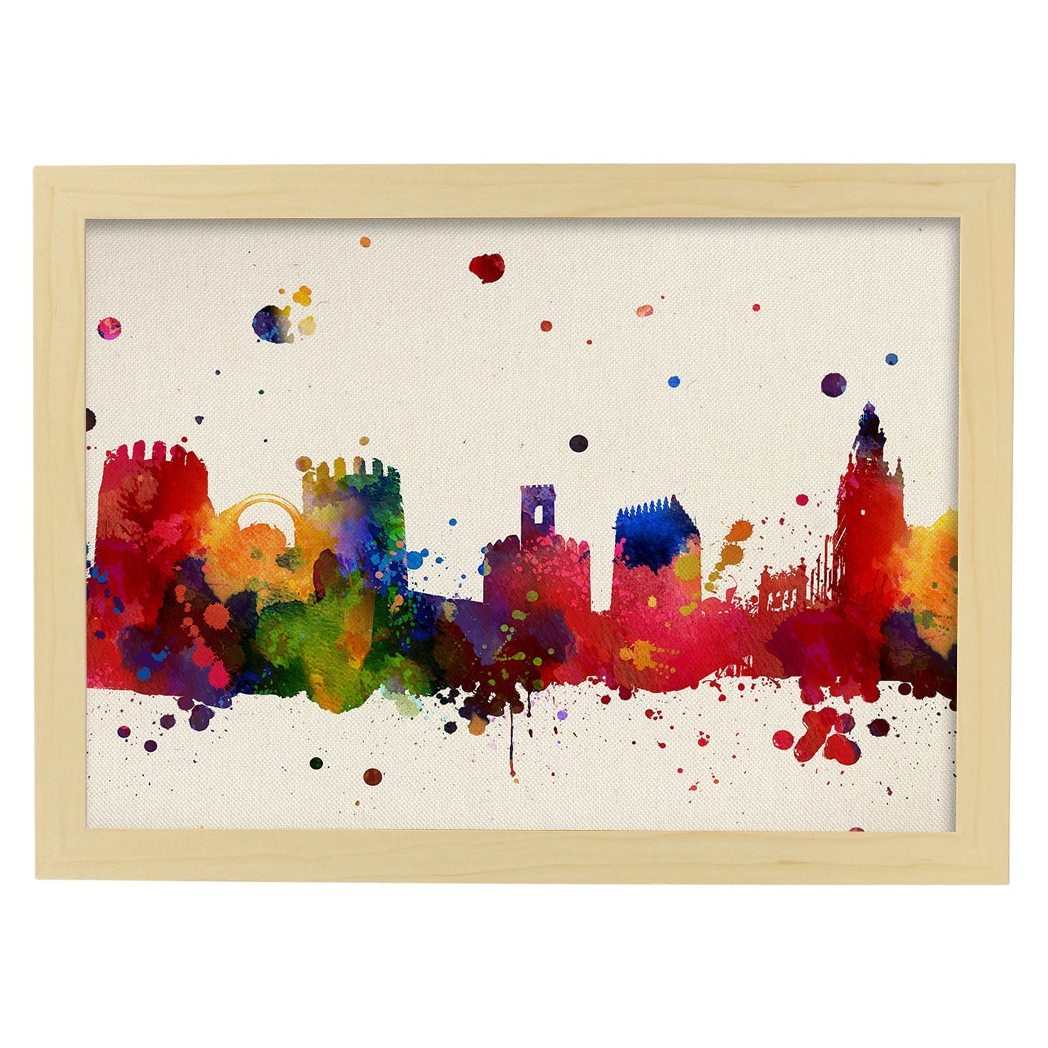 Poster de badajoz. láminas e ilustraciones de ciudades, comunidades, y mapas de espana. marco negro a3