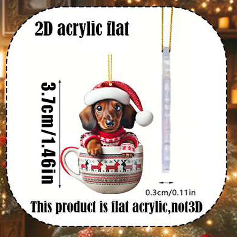 Kalendarz adwentowy z jamnikiem, 24-dniowy kolekcjonerski kalendarz świąteczny, odliczanie, miniaturowa wisząca choinka - 2