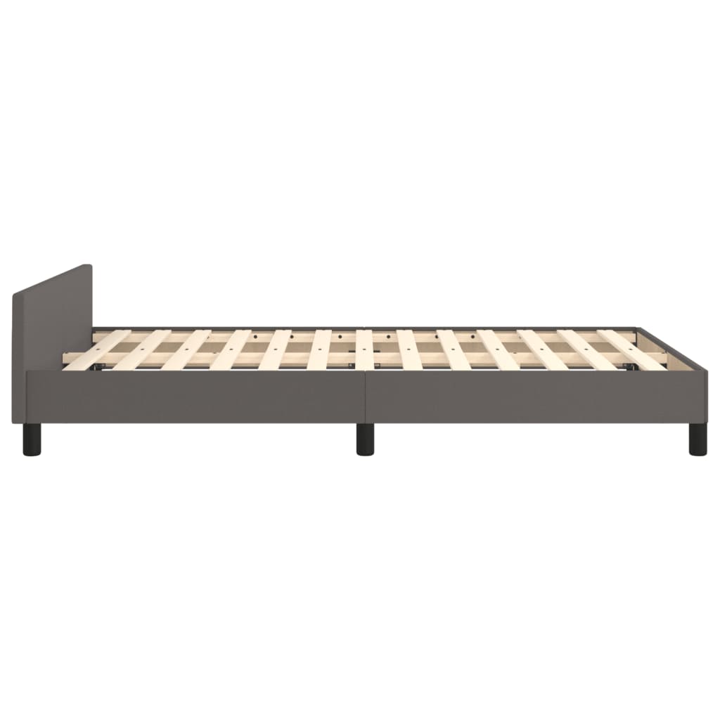 Cadre de lit sans matelas gris en similicuir, pour la chambre, 120 × 190 cm - 6