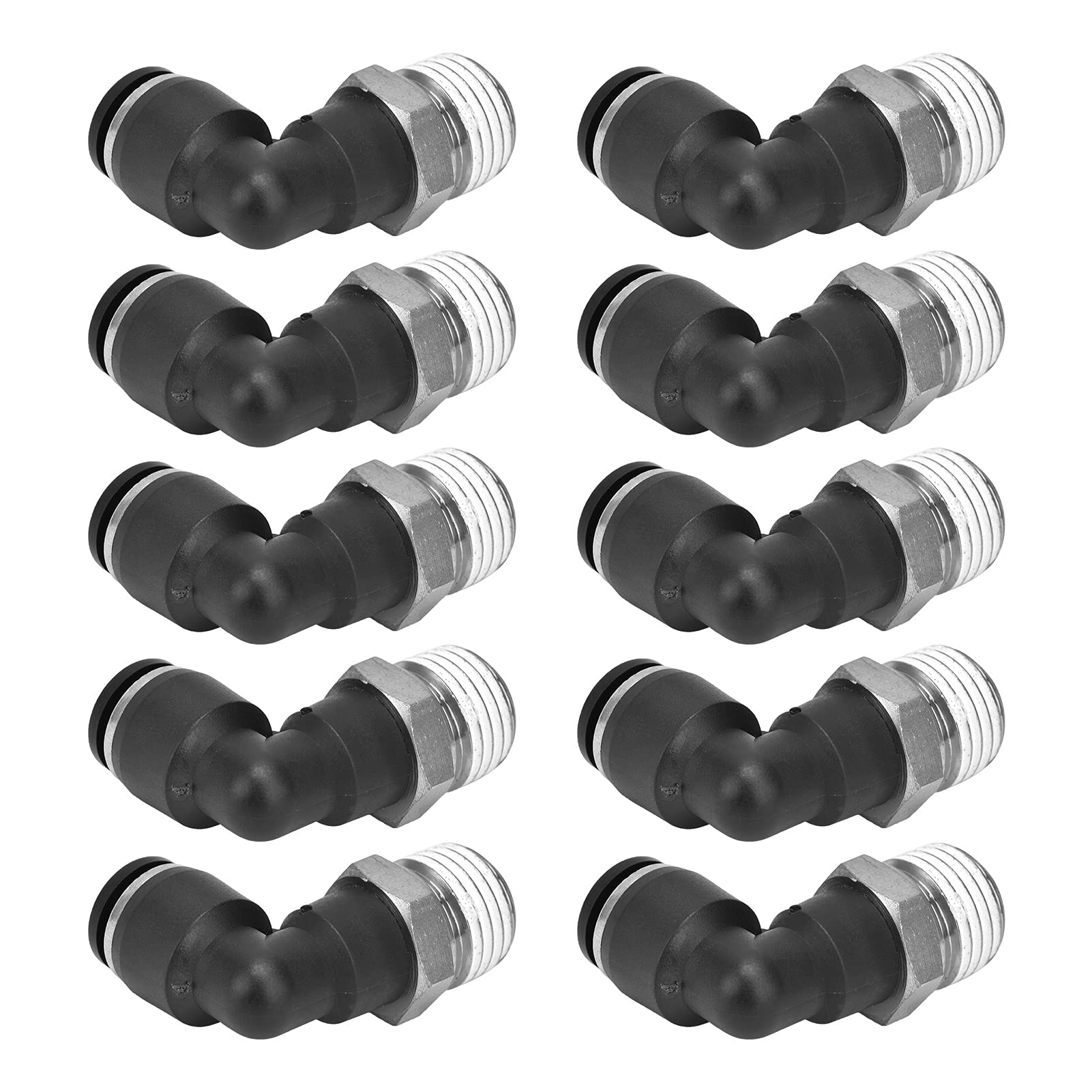 Raccordo A Innesto Pneumatico Ad Angolo Da 90° Da 1/4" A 10 Mm, 4 Pezzi, Connettore Ad Aria Compressa, Qualità Industriale - Foto 2