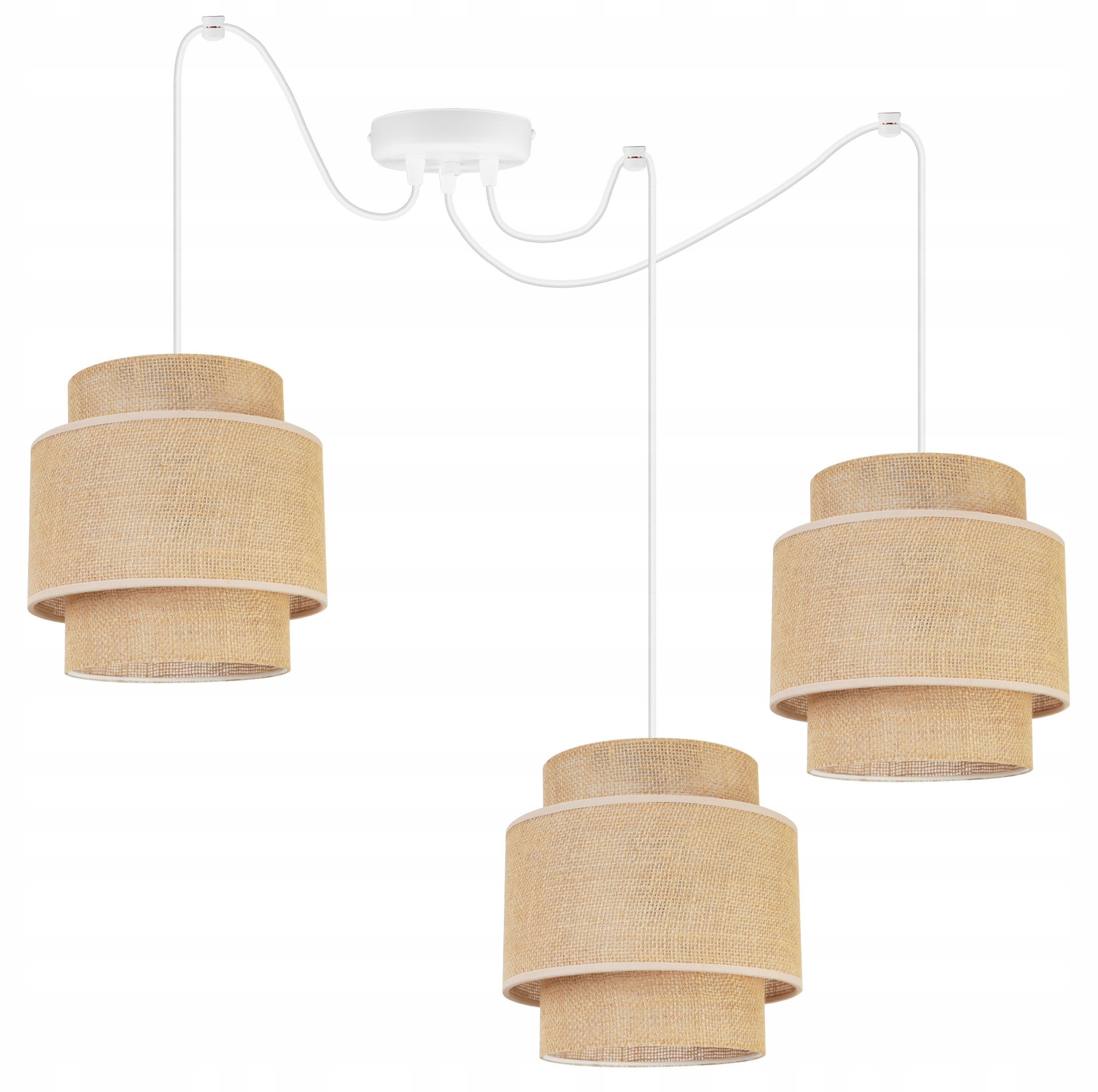 Lampa sufitowa wisząca Boho Pająk loft 4xE27 abażur juta biały/beżowy Light Home LH