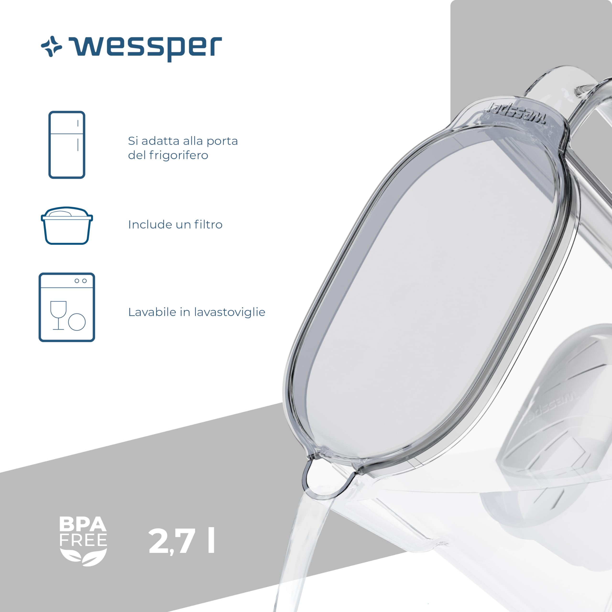 Wessper 12 Cartucce Filtranti Universali Per Caraffa - Compatibili BRITA Maxtra+, Dafi, Philips, Aquaphor - Riduce Cloro E Calcare