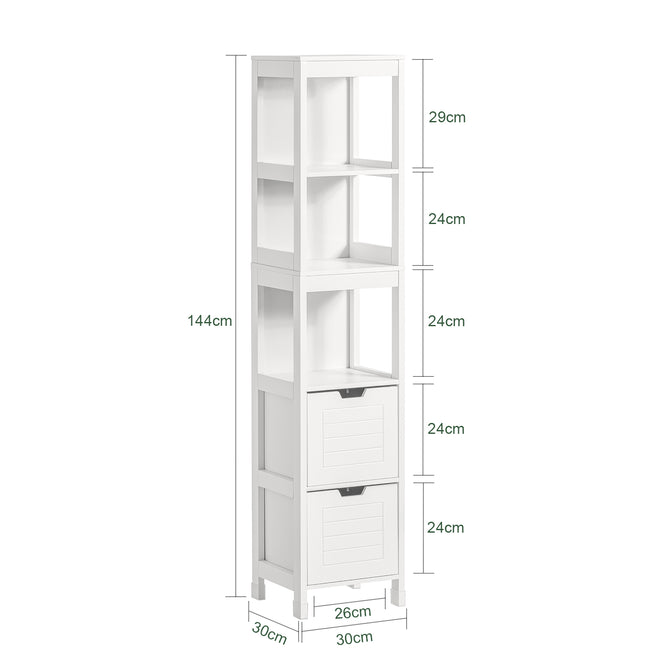 Mueble Columna de baño Armario para baño-3 estantes y 2 cajones FRG126-W SoBuy - 2