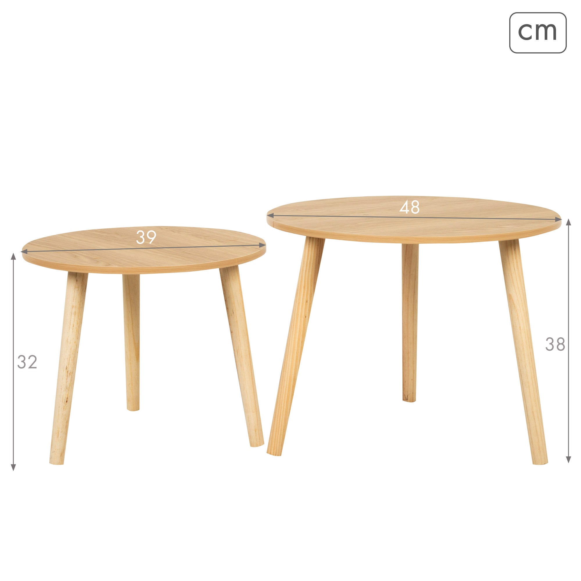 Max Home Set de 2 tables d'appoint rondes en bois D39x32 cm et D48x38 cm - 4