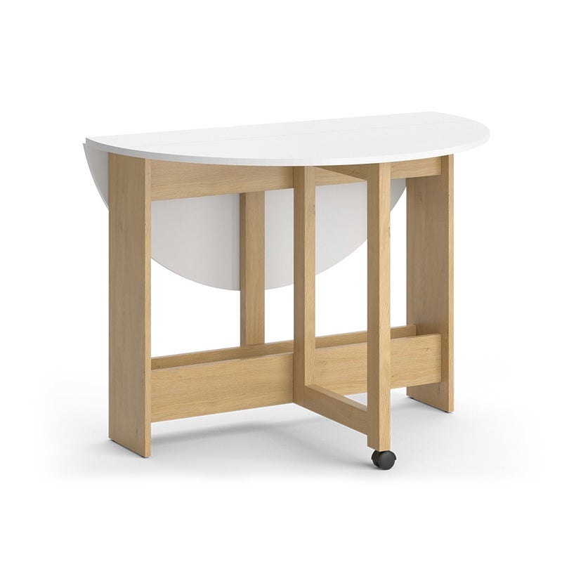 Vicco Stół do jadalni Rondo, Gold power dąb/biały, 100 x 100 cm Rozkładany