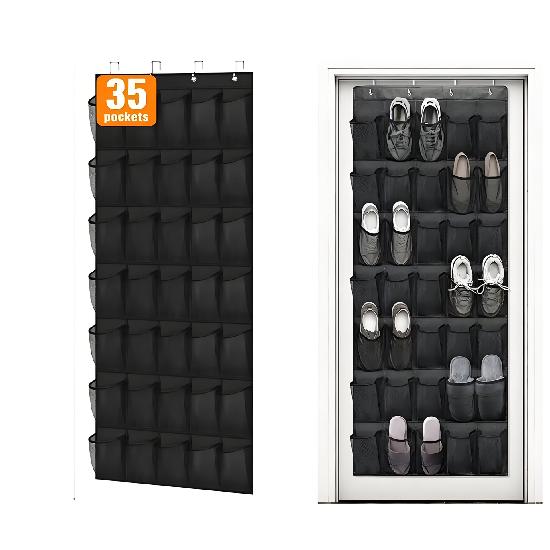 Rangement Vetement Dressing Étagère à Chaussures Suspendue MISSLO - 30 Poches, Rotative Double Face - Gris Range Chaussures Suspendu