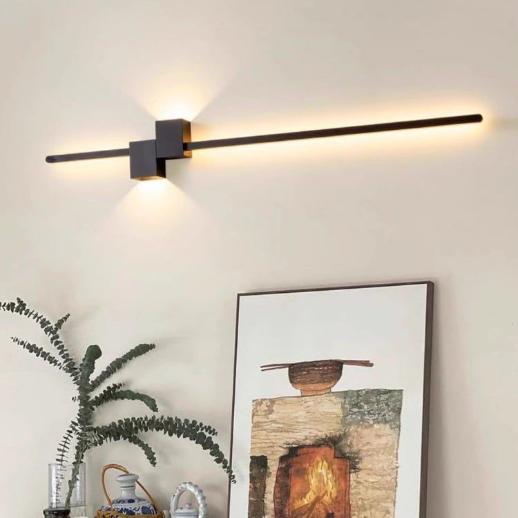 Applique murale LED 60 cm - lampe de chevet créative - éclairage décoratif d'intérieur - 3 températures de couleur réglables - noir - 3
