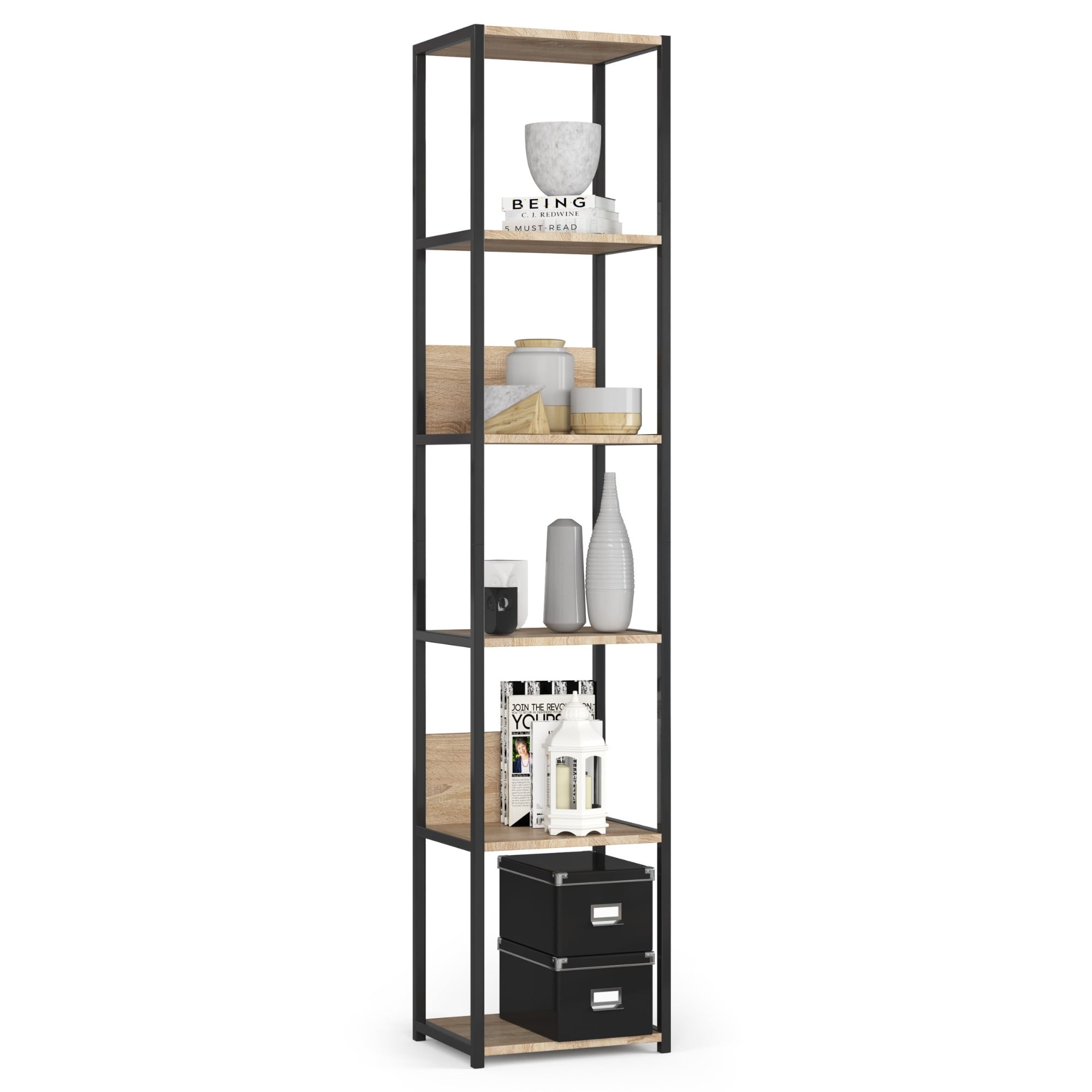 Regał industrialny AKORD metalowy Czarny Dąb Sonoma 40x32x192 cm