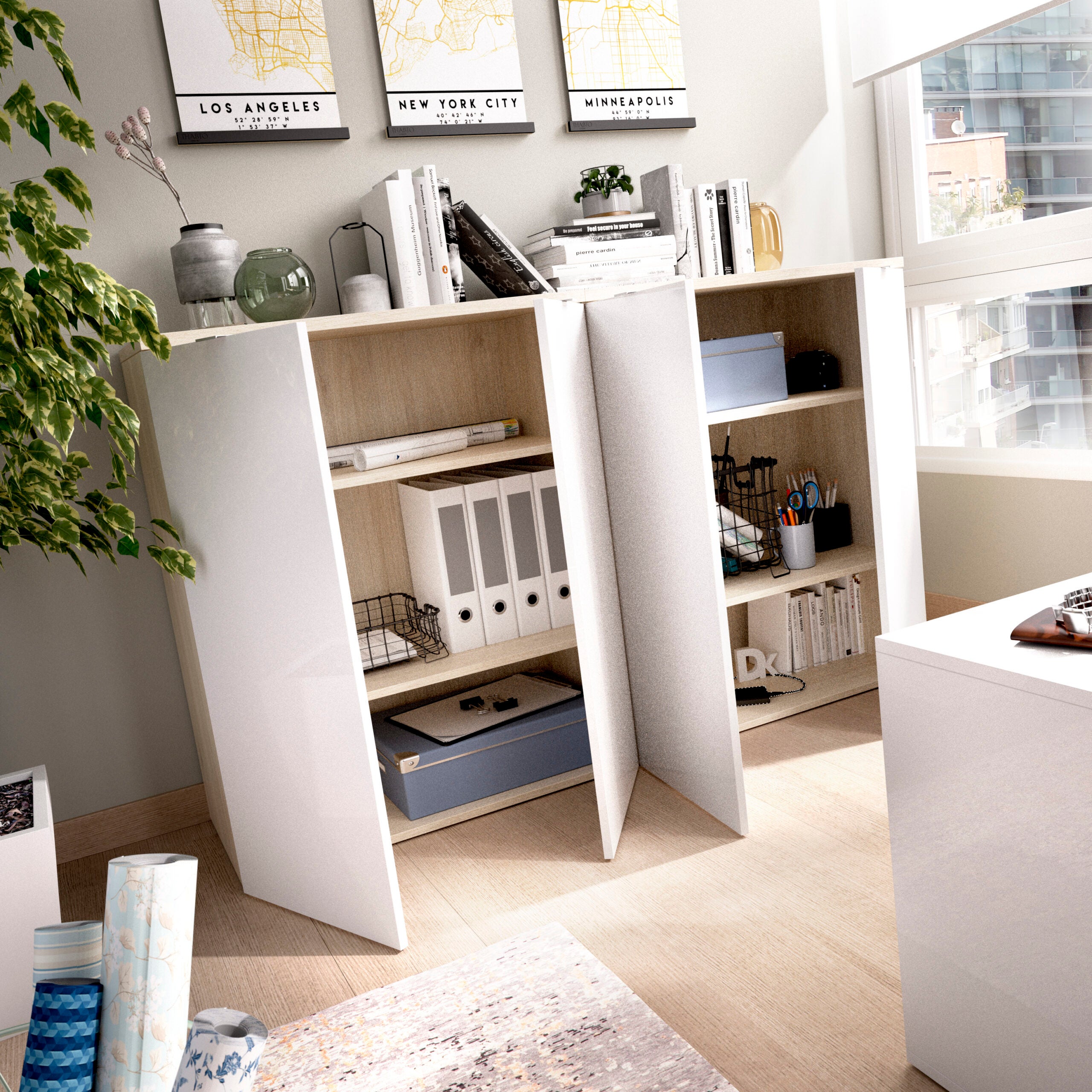 Armoire 2 portes Rox White - Natural Oak 96 A X 79 AN X 40 P - 4