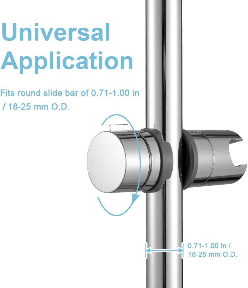 Support de Douchette pour Barre Coulissante 18-25mm, Support Pivotant 360°, Finition Chrome - 2
