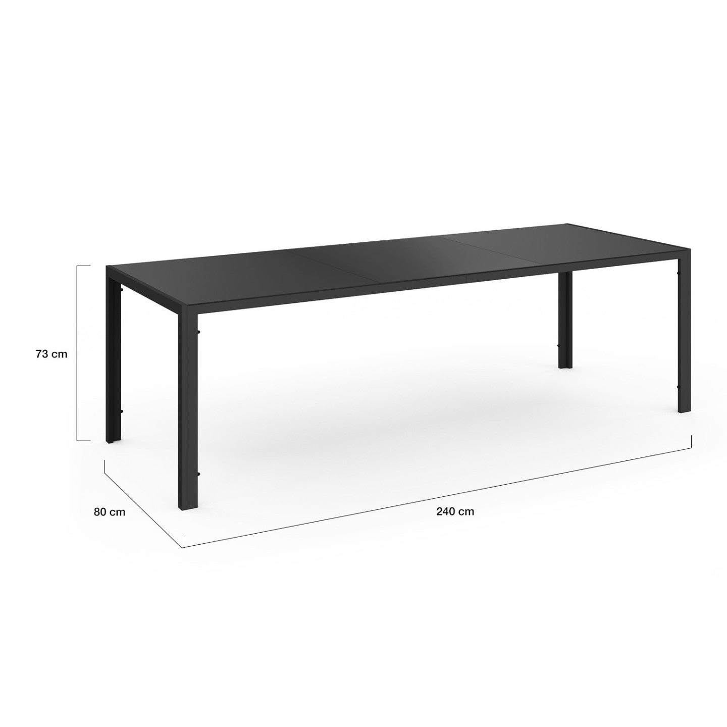 Salon de jardin MADRID table 240 CM et 10 chaises empilables noir - 5