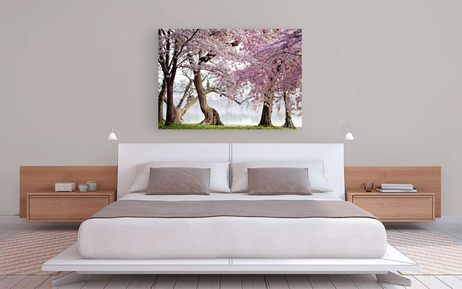 Peinture, impression sur toile - Cerisiers en fleurs, Washington, USA - 100x70 cm - 2