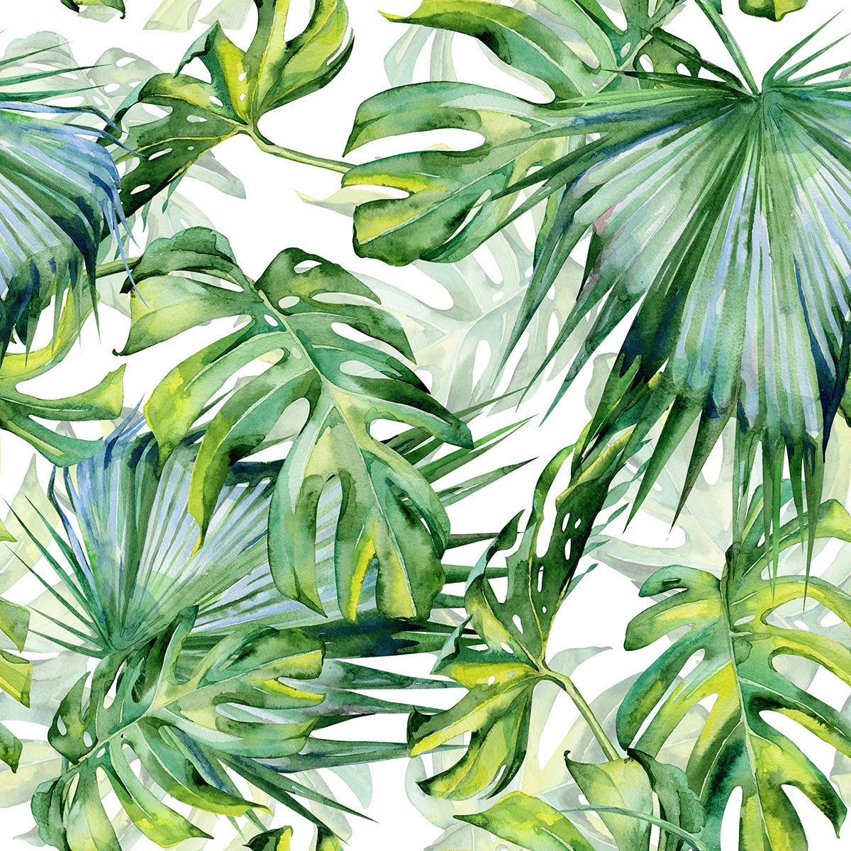 Crédence adhésive sticker décoratif pour salle de bain - Feuilles tropicales - Adhésif BRILLANT - 55x55 cm - 3