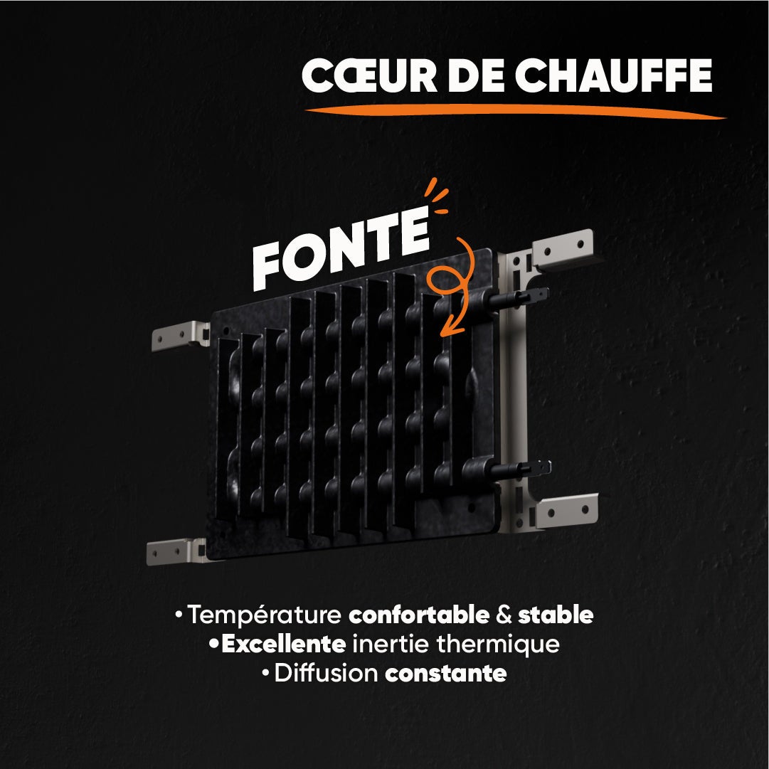 Radiateur électrique fixe à inertie sèche fonte 2000W Bestherm MOTU horizontal blanc - 4