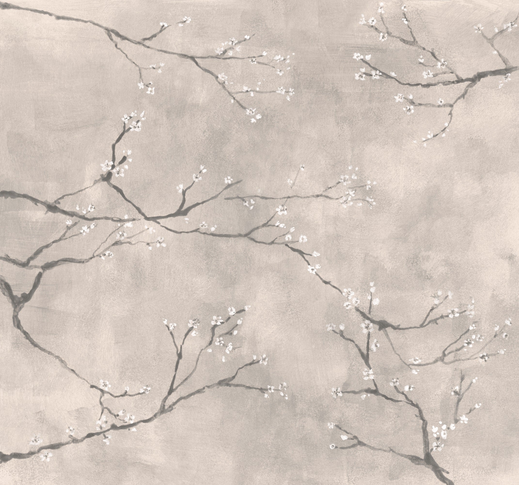 Papel pintado panorámico cerezos japoneses gris 300x280cm - 2