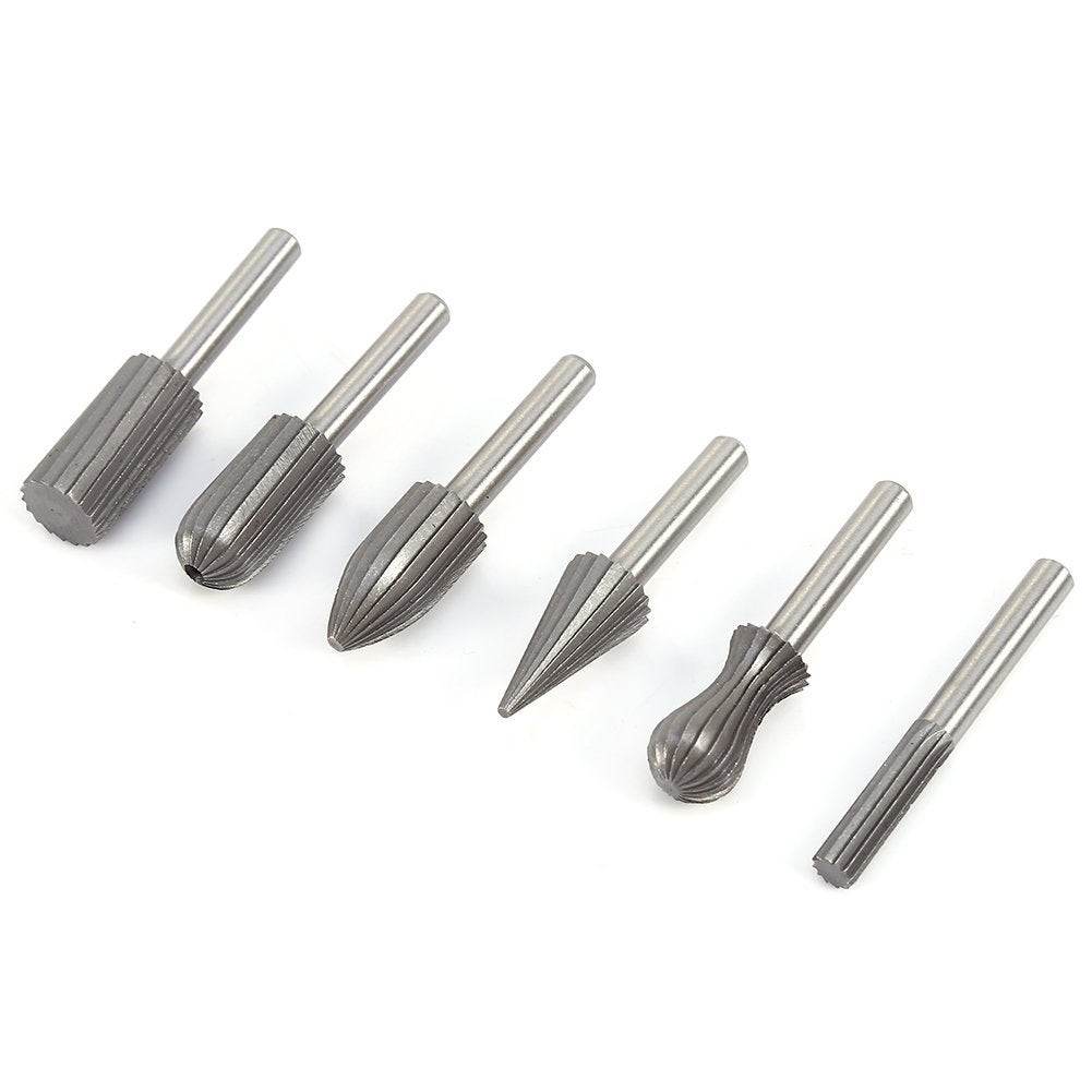 Jeu De 6 Fraises Rotatives HSS Lime - Diamètre 6mm, Pour Perceuse Ou Outil électrique