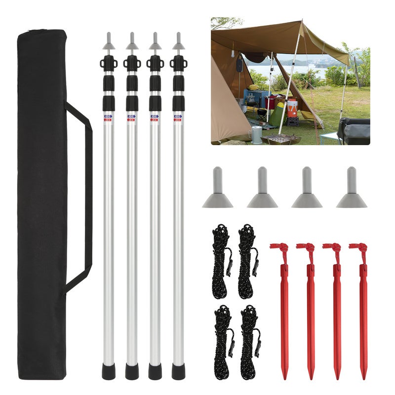 Mâts De Tente Pliables 1,6m/2m - Tiges Aluminium Pour Chapiteau Plage