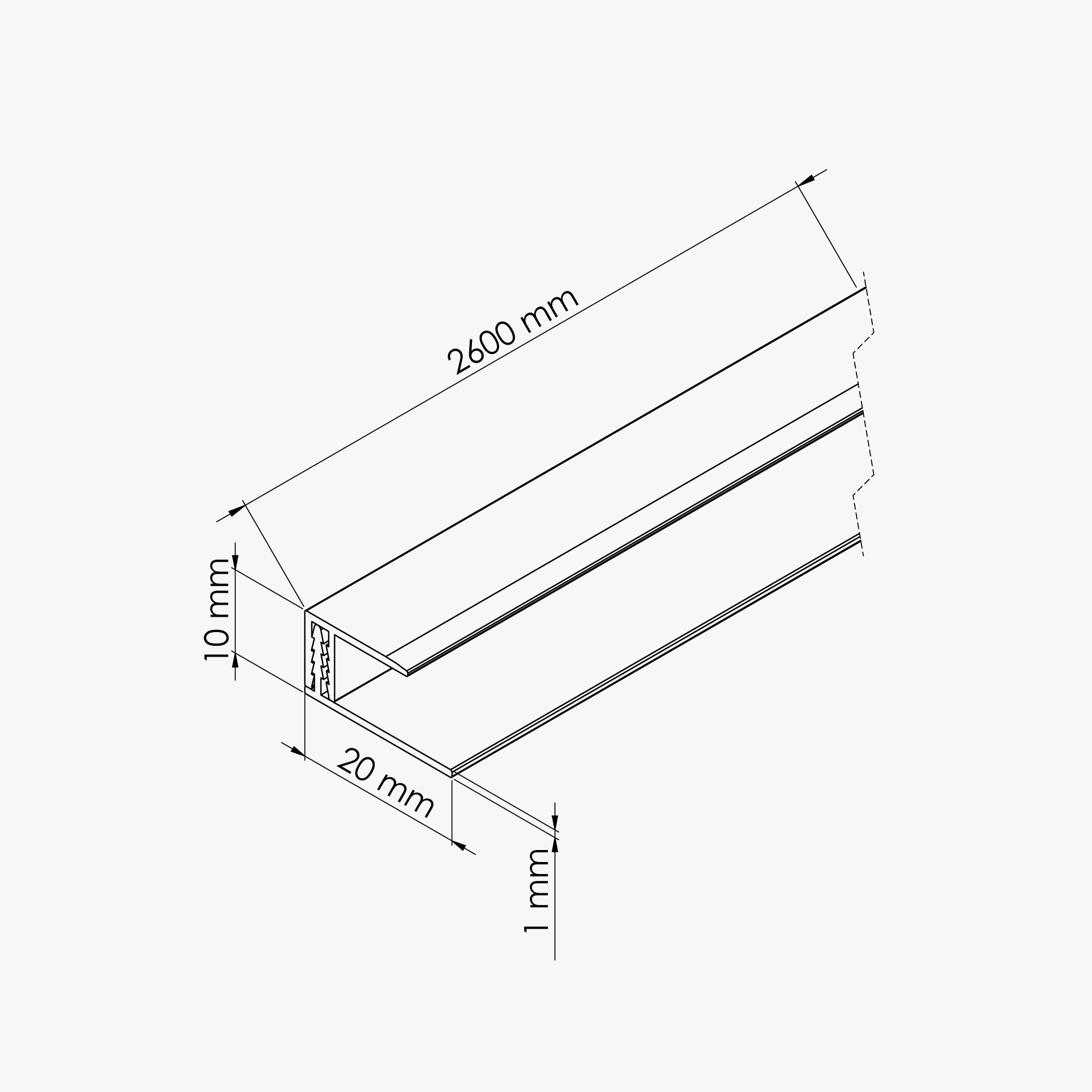 Profil d'Arrêt PVC Clipsable 8 mm - Longueur 2.60 m - Blanc - 4