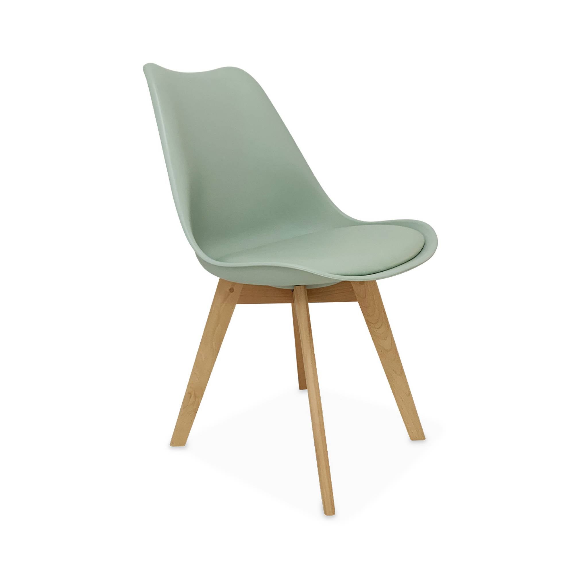 Lot de 4 chaises scandinaves. pieds bois de hêtre. chaises 1 place. vert céladon NILS - 4