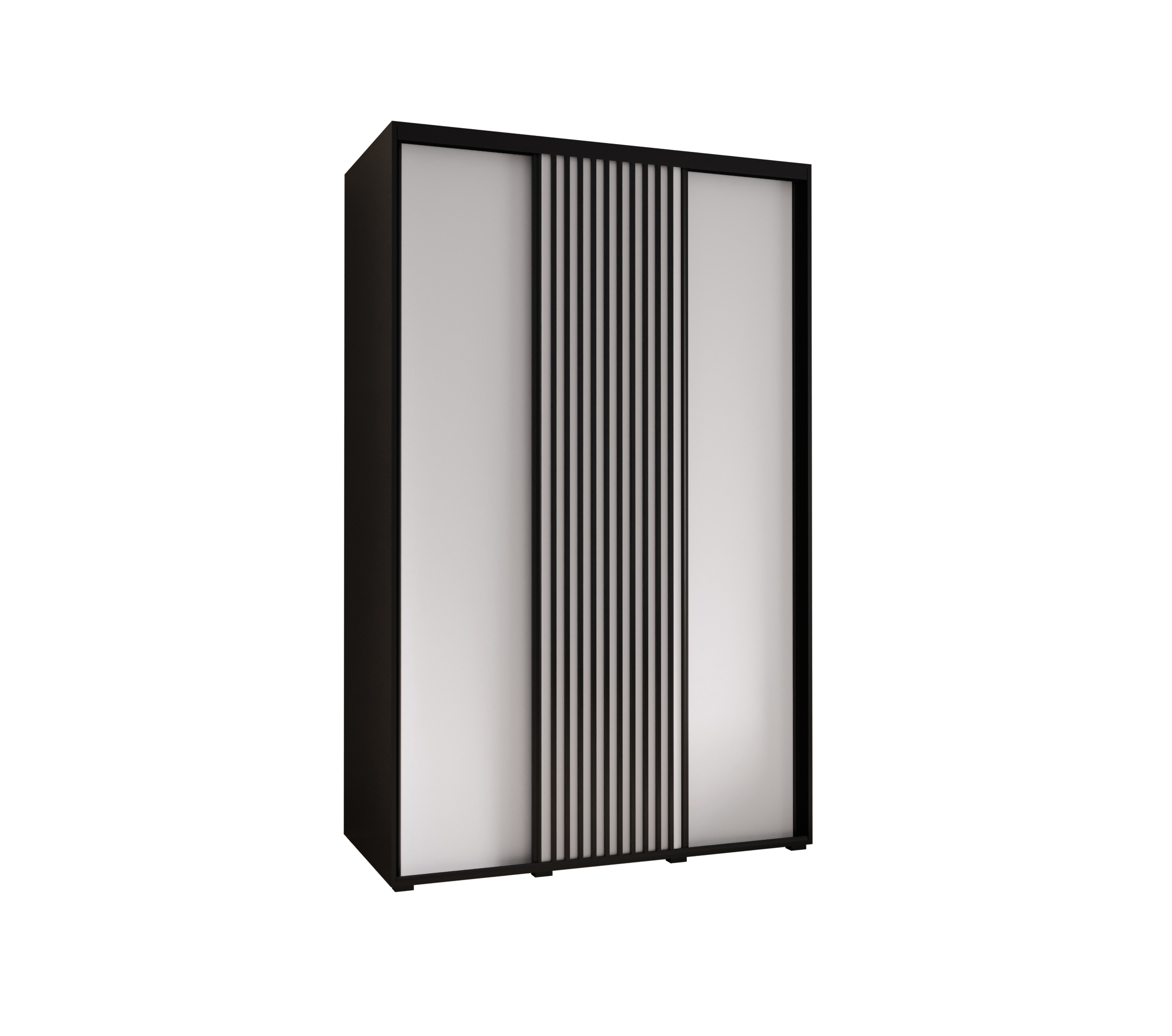 Szafa przesuwna wysoka Lanko 1 160 x 45 x 235,2 cm czarny + biały + lamele czarny - Abiks Meble
