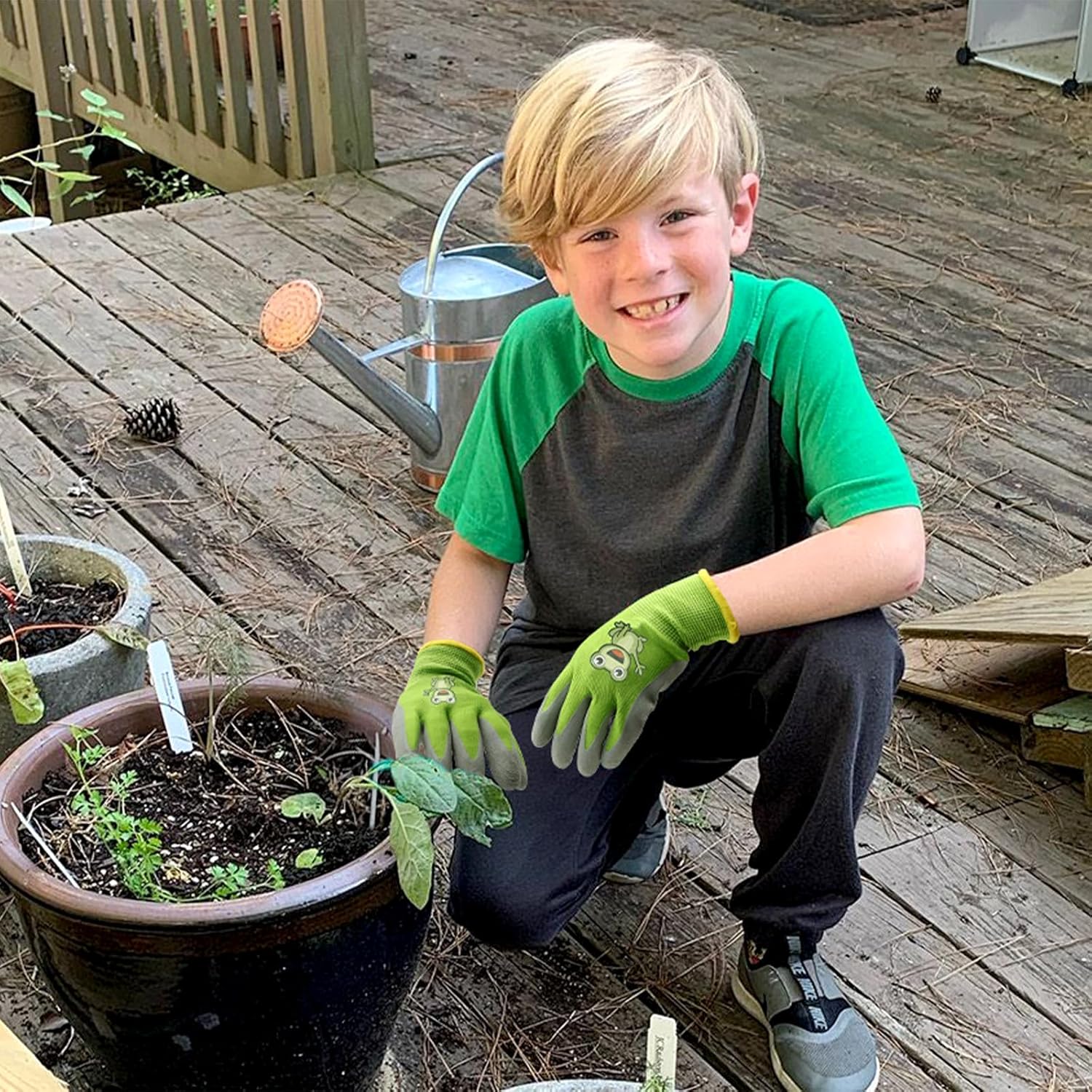 4 Paires Gant Jardinage Enfant, Gants Jardinage Enfant Épais Résistants à l'Usure Antidérapants, Camping, Jardinage(M, 5-7 ans) - 4