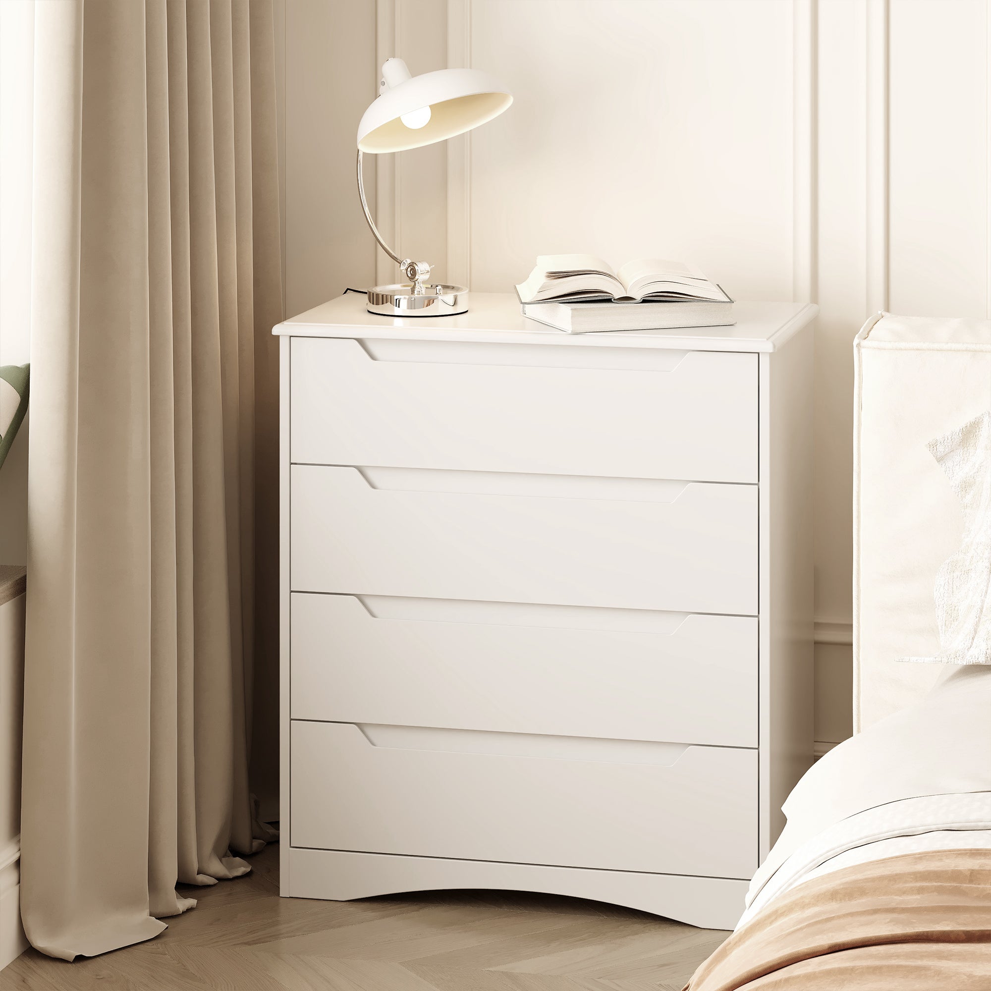 Commode 4 Tiroirs Chiffonnier Blanc 72 x 41 x 82 cm Bealife - 2