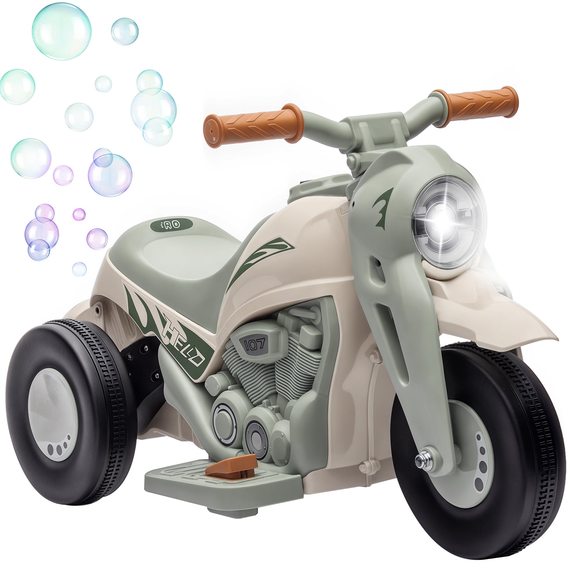 Moto électrique - HOMCOM - enfants 3 roues 6 V effets lumineux sonores vitesse 3 km/h 3-5 ans - PP - noir blanc