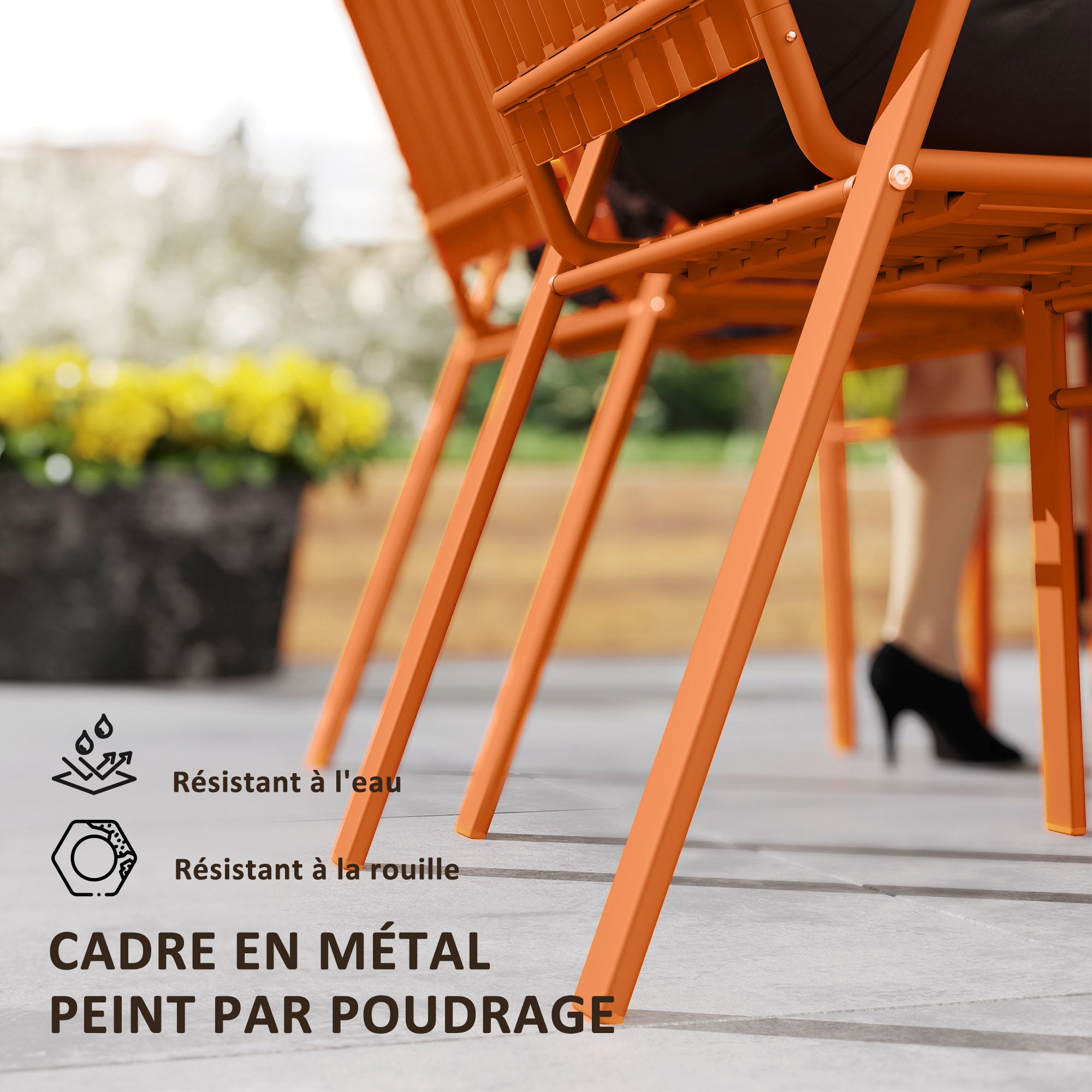 Lot de 4 chaises de jardin Acier Outsunny - 6