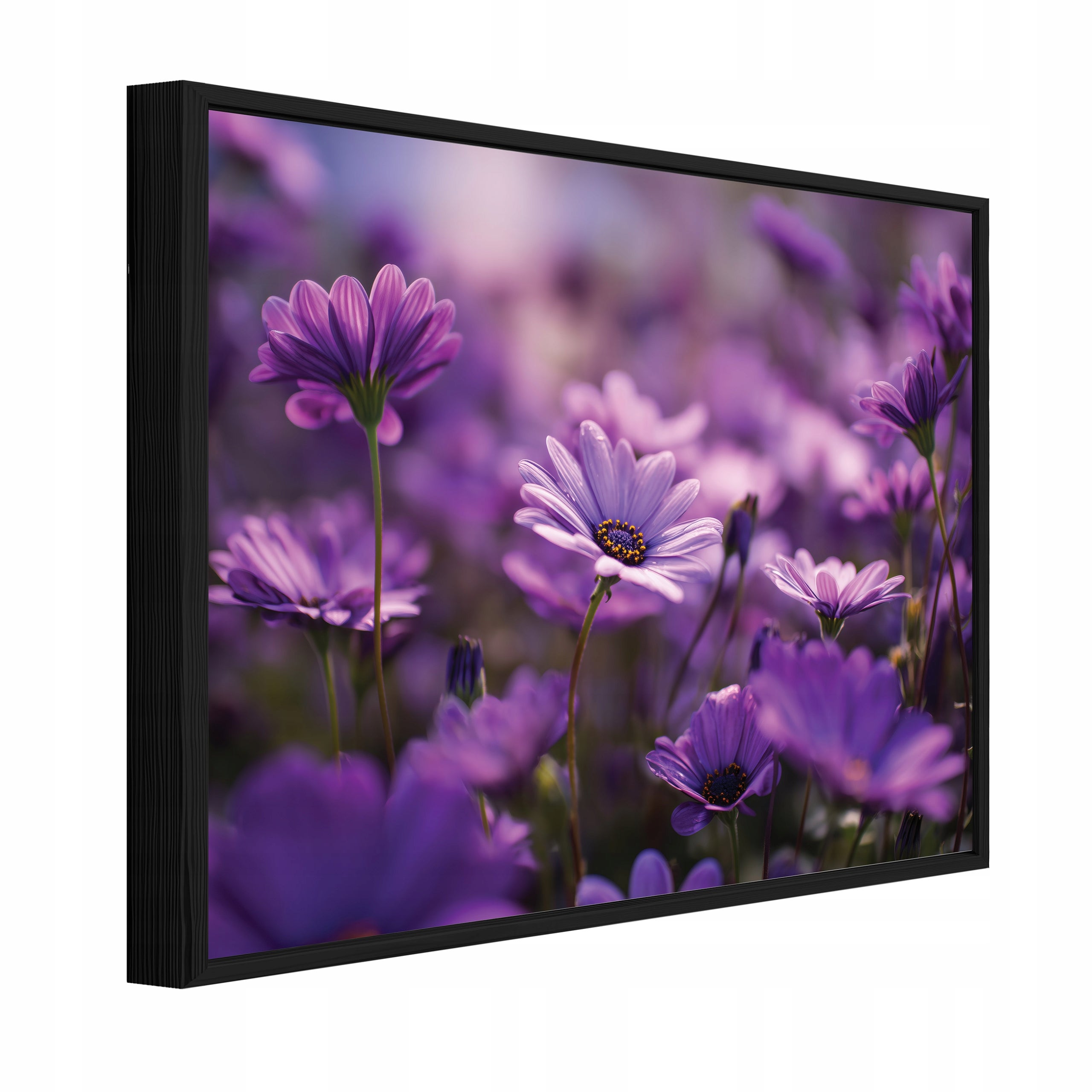 Tablou Canvas flori mov pajiste Tablou decorativ Rama Neagra Living Bucatarie Tablouri de perete 100x70 cm