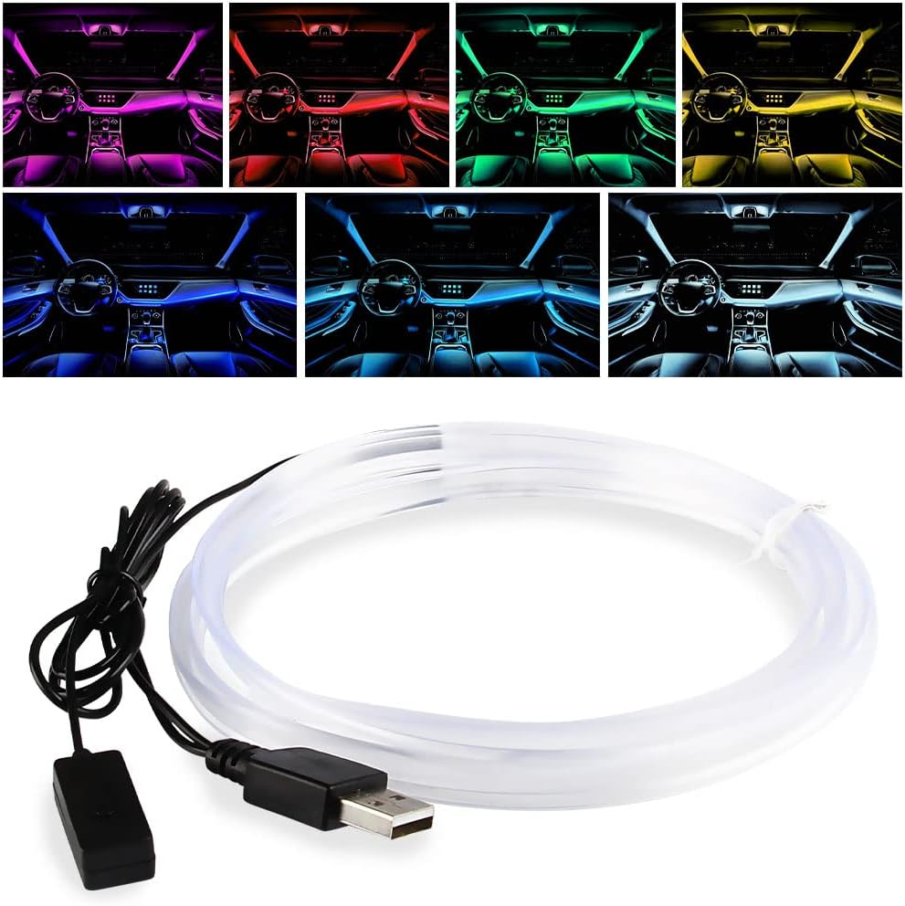 Oświetlenie LED do wnętrza samochodu, pasek świetlny USB z 7 zmiennymi kolorami do majsterkowania, odpowiedni do wnętrza samochodów i dekoracji
