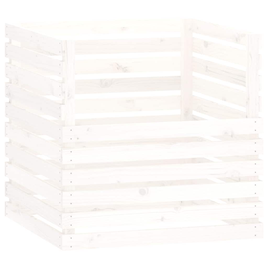 vidaXL Composteur Blanc 80x80x78 cm Bois massif de pin - 2