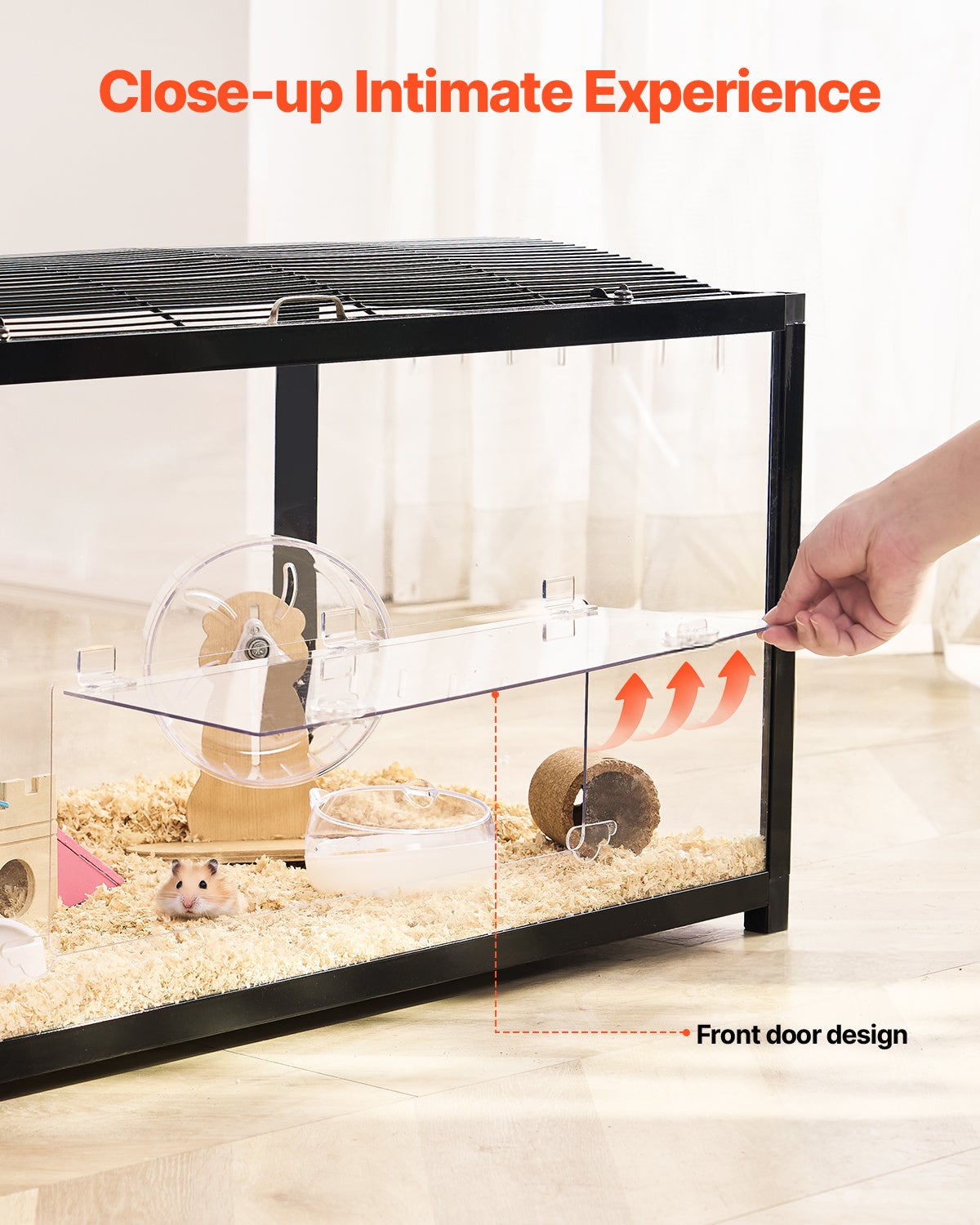 Gabbia per Criceto,VEVOR 96x47x55 cm,Habitat Trasparente per Roditori con Vista Panoramica 360°,con Porta d'Ingresso,Casa Ventilata Portatile - 6