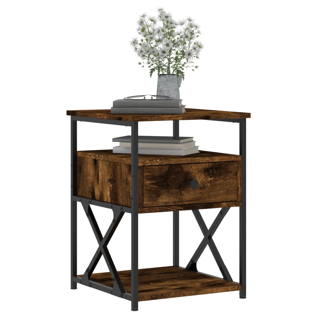 Maison Exclusive - Table de chevet chêne fumé 40x42x55 cm bois d'ingénierie - 3