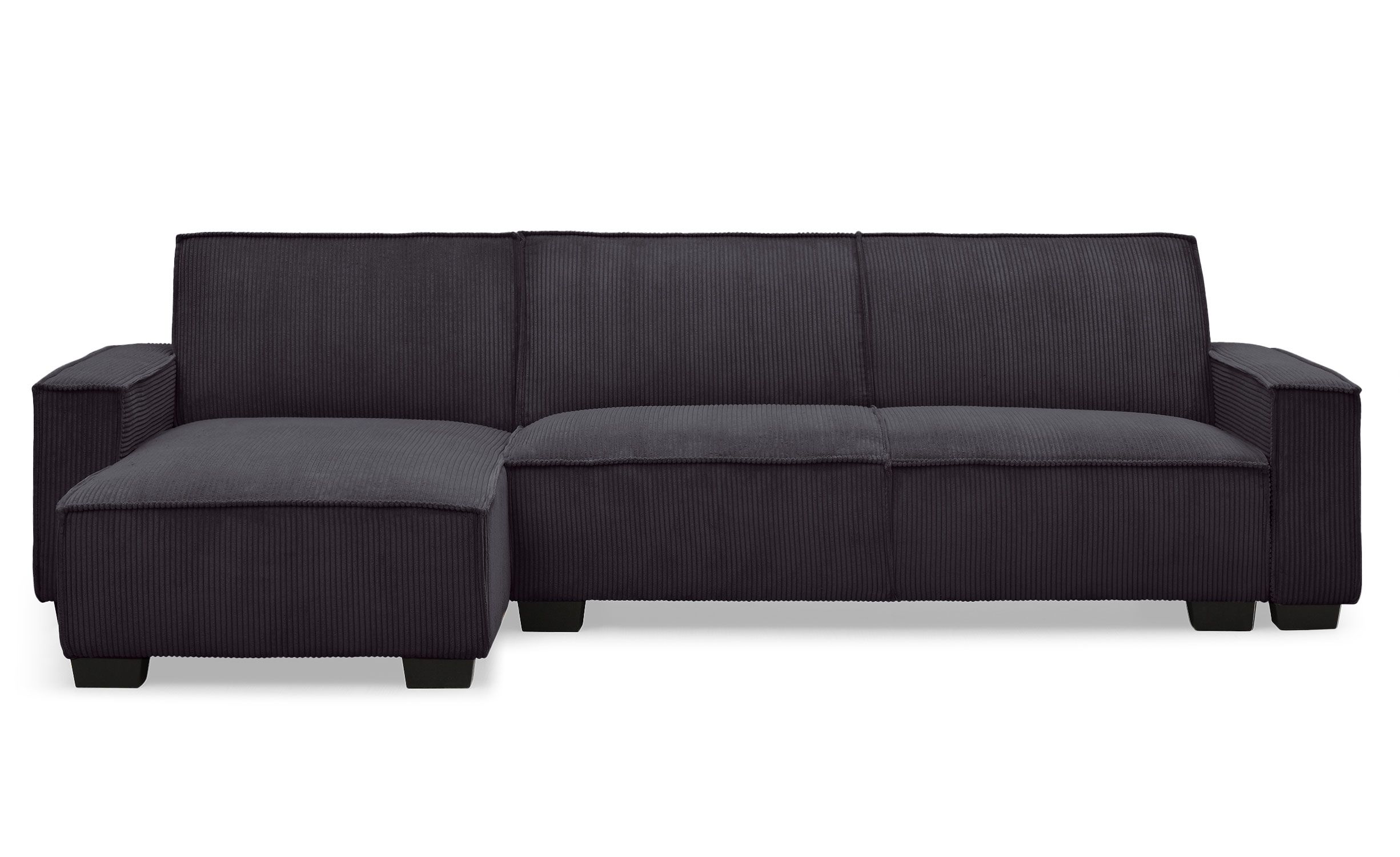 Canapé D'angle Convertible En Velours Côtelé Canapé d'angle réversible et convertible Johnny Velours côtelé Noir