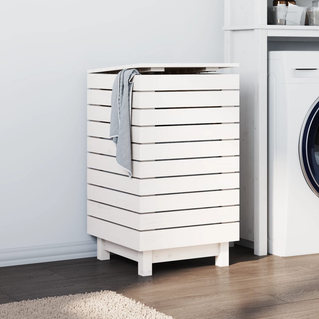 Cesto para la ropa blanca 44x44x76 cm madera maciza de pino