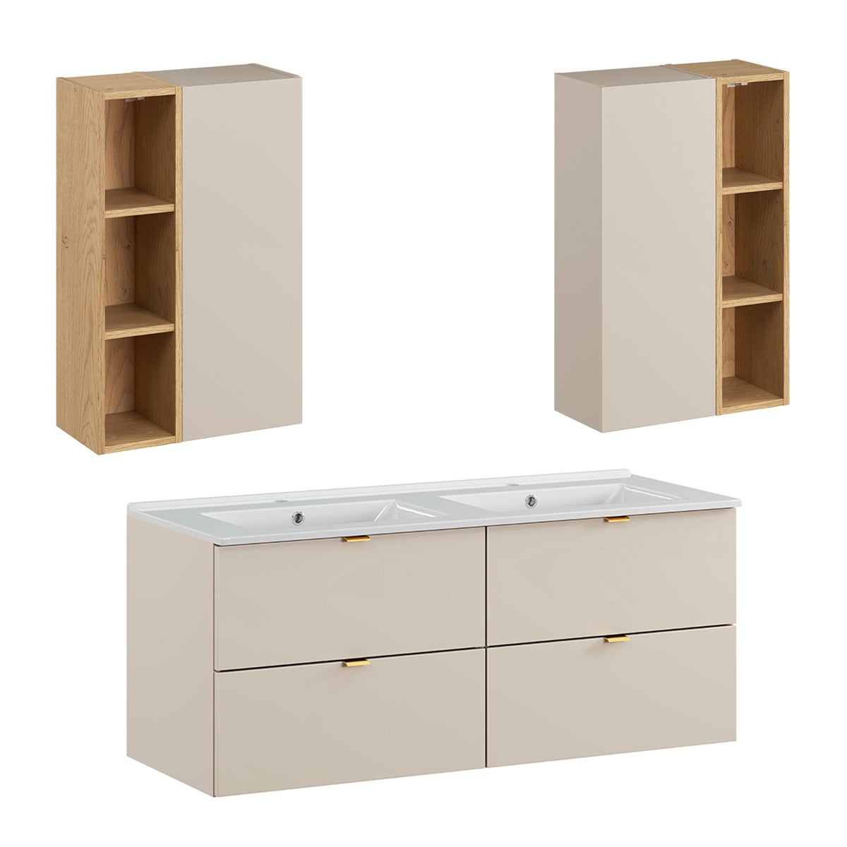 Set di mobili da bagno doppio lavabo Azel cachemire 120cm - 2