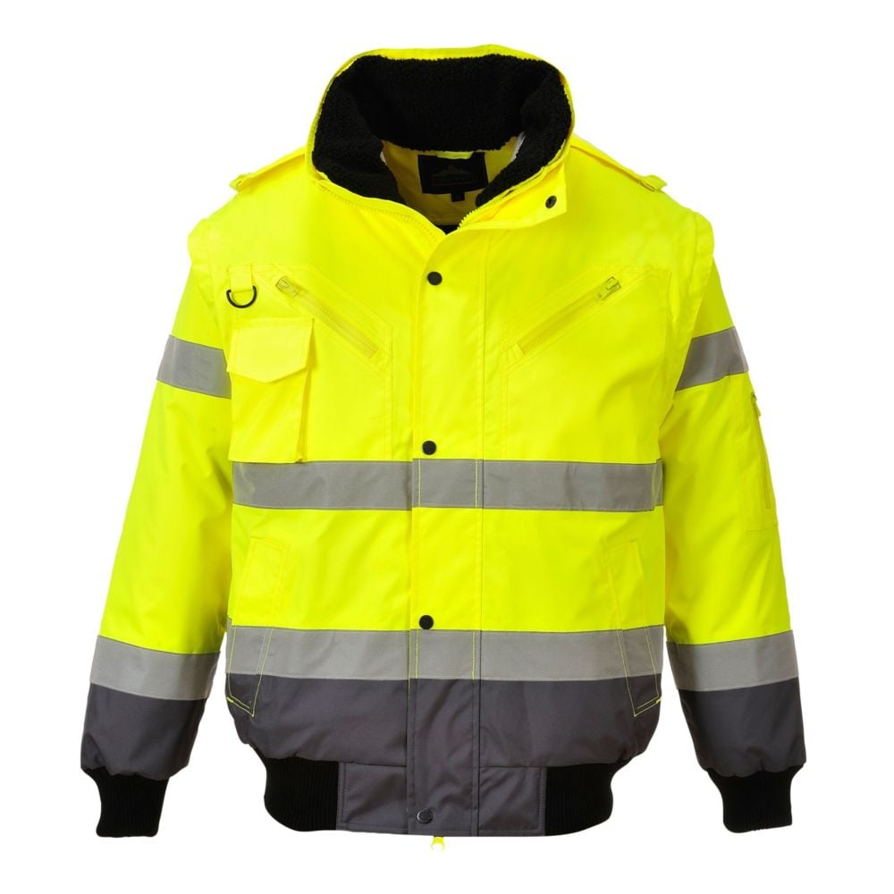 Portwest PJ50 Veste Pilote Haute Visibilité 3 En 1 Hommes - Jaune/Bleu Marine
